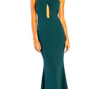 NWT Dark Teal Cutout Halter Mermaid Maxi Dress!